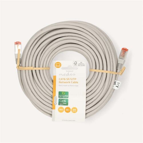 Nedis CCGL85220GY200 Cat6 UTP/FTP patch kábel, RJ45 aranyozott érintkezők, 20m hosszúság, tekercselve csomagolással - Patch kábel