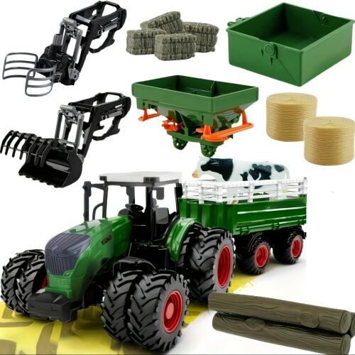 41,91 cm-es 1/24-es méretarányú farm traktor játékkészlet pótkocsival 170519999 - Autó és jármű