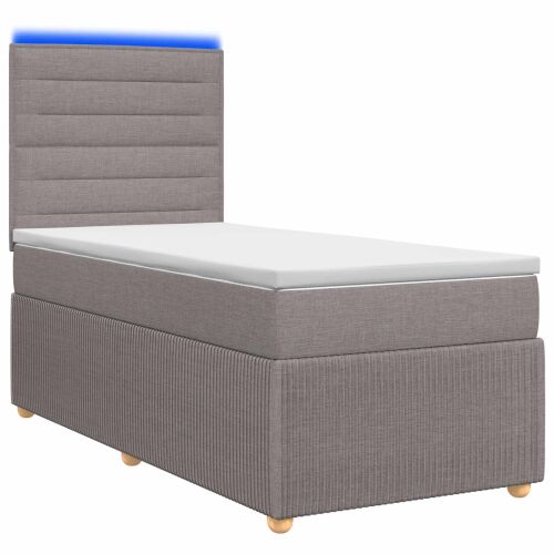 vidaXL LED Boxspring Ágy Mattal Tópszínű 90 x 190 cm Szövet 170578798 - Ágy