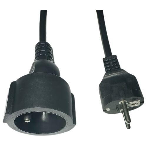 Microconnect MC-PE0300FRB tápkábel 3m fekete, tápkábel dugó és csatlakozó ferde nézete - Tápkábel