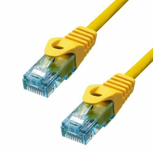 ProXtend CAT6A U/UTP CU LSZH Ethernet kábel, 7m, sárga, nagy sebességű hálózati csatlakozáshoz, átlátszó RJ45 csatlakozókkal fehér háttéren - FTP kábel