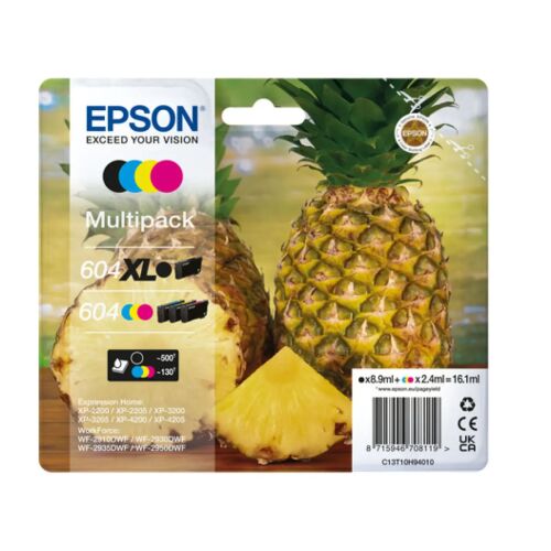 Eredeti Epson 604XL multipack tintapatronok Expression Home XP-2205, XP-3200, XP-3205, XP-4200, XP-4205 és Workforce WF-2930DWF, WF-2935DWF, WF-2950DWF nyomtatókhoz, ananászos csomagolással - Tintapatron