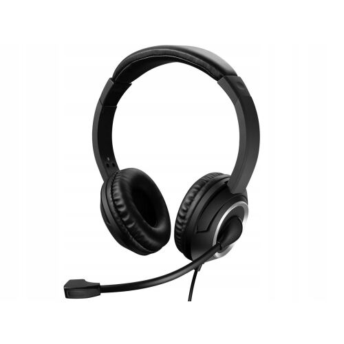 Sandberg MiniJack Chat Headset 126-15, fekete fülre illeszkedő fejhallgató mikrofonnal, szögből nézve - Gamer fejhallgató