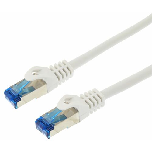 LOGON Professional SF/UTP Cat5e Patch kábel, 7 méteres fehér hálózati kábel kék és fém csatlakozókkal - Patch kábel