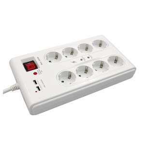 Commel 380-107 8 aljzatú túlfeszültség védő 2 USB porttal - Commel