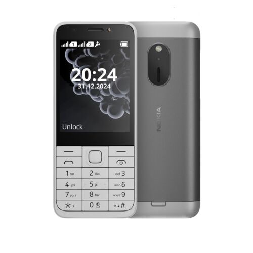 Nokia 230 (2024) fehér kártyafüggetlen mobiltelefon, dual SIM, elölnézet és hátulnézet, klasszikus telefon - Mobiltelefon