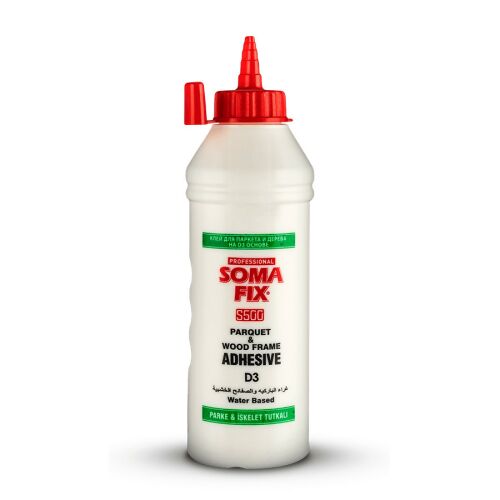 SomaFix D3 parketta és faragasztó 500ml flakon, professzionális vízbázisú faragasztó tartós és nedvességálló kötésekhez - Építőipari ragasztó