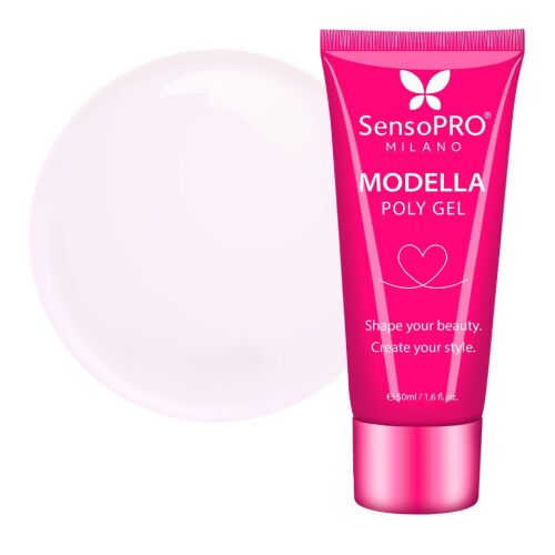 SensoPRO Milano Modella Polygel Rose Cloud színben, 50 ml-es tubus és mintadarab körömépítéshez - Műköröm építő zselé