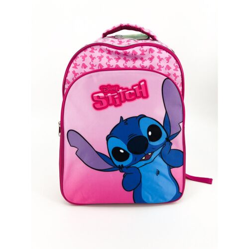 Lilo & Stitch lány iskolatáska, rózsaszín hátizsák nagy Stitch képpel az elején, iskolásoknak alkalmas - Iskolatáska