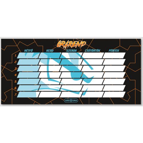 Player One órarend, 23x11cm, kétoldalas, magyar nyelvű, A és B hét beosztással, 250 gr-os félfényes műnyomó papírra, 4 szín nyomással nyomott - Órarend
