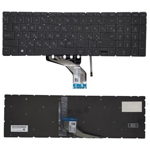 HP 15 15-da11 fekete magyar laptop billentyűzet háttérvilágítással, felülről és alulról nézve, HP 250 G8, 15-DA, 15-DB sorozathoz, L13652-211 - Laptop billentyűzet
