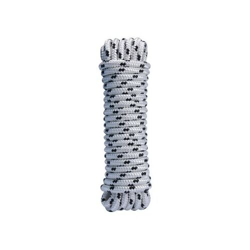 Sfoara Paracord 10m 10mm ellenálló, multifunkcionális kempingezéshez és túléléshez, fehér fekete pöttyökkel, feltekerve 