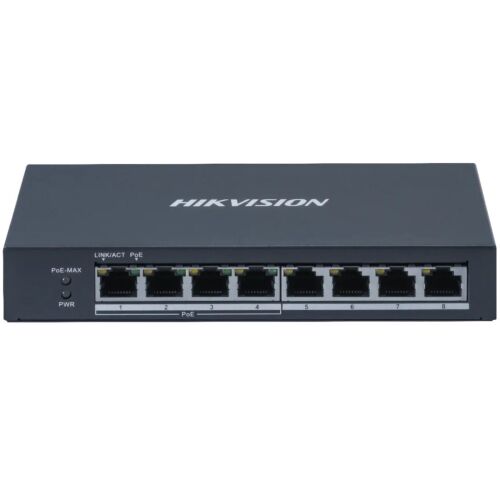 Hikvision DS-3E0508P-O 8 portos PoE hálózati switch IP kamerákhoz és hálózati bővítéshez - Hálózati switch