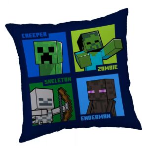 Minecraft decorative pillow featuring Creeper, Zombie, Skeleton, and Enderman - Minecraft Decorative Pillow