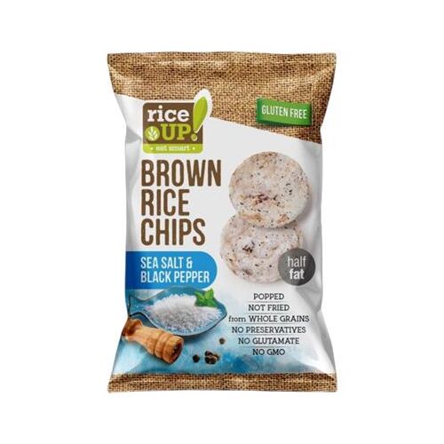 RICE UP Barnarizs chips, tengeri sós és fekete borsos ízben, gluténmentes és félzsíros, eredeti csomagolásban - Élelmiszer és ital