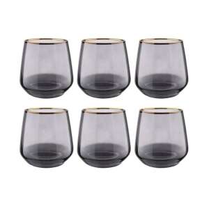 TOUCH OF GOLD szürke vizespohár arany szegéllyel, 6 darabos készlet - Pohár