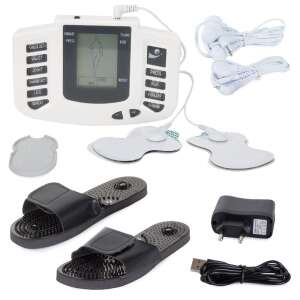Masajor electrostimulator pentru mușchi și nervi, set complet cu stimulator muscular electric, papuci de masaj pentru picioare și accesorii - Stimulator muscular