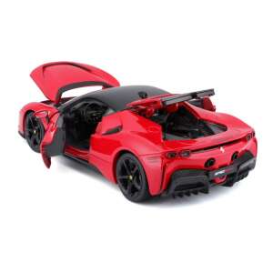 Bburago 1/18 model auta z die-castu, Ferrari SF90 Stradale, červená, s otvorenými dverami, kapotou a kufrom - Bburago