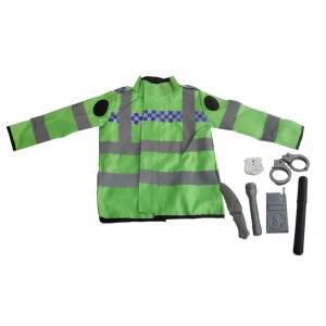 Policeman costume for children with 6 accessories, green jacket with reflective stripes, 50 cm size - Costume for Kid