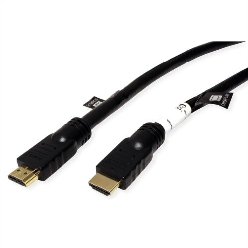 ROLINE 14013455 20m HDMI A típusú kábel, szabványos fekete, aranyozott csatlakozók, nagy sebességű TV-hez, PC-hez, játékhoz 