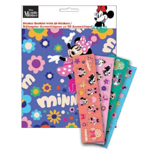 Disney Minnie Bloom matricás album 50 db matricával, Minnie egérrel kék virágos háttéren, több ív Minnie tematikájú matricával - Könyv