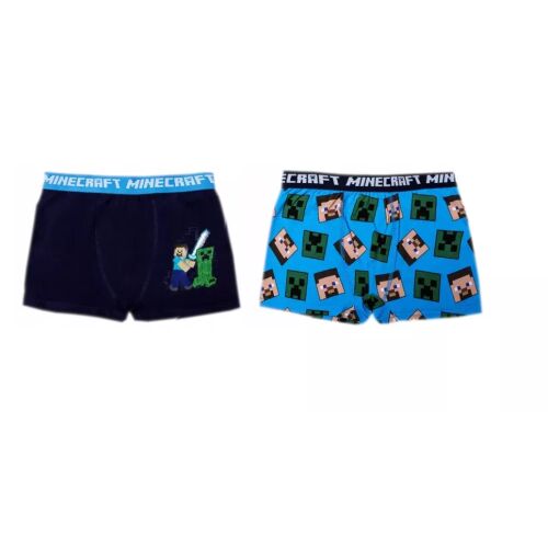 Minecraft Pixel gyerek boxeralsó 2 darab/csomag, sötétkék Steve és Creeper, valamint kék karakteres mintával, 10 év / 140 cm - Gyerek bugyi, alsónadrág