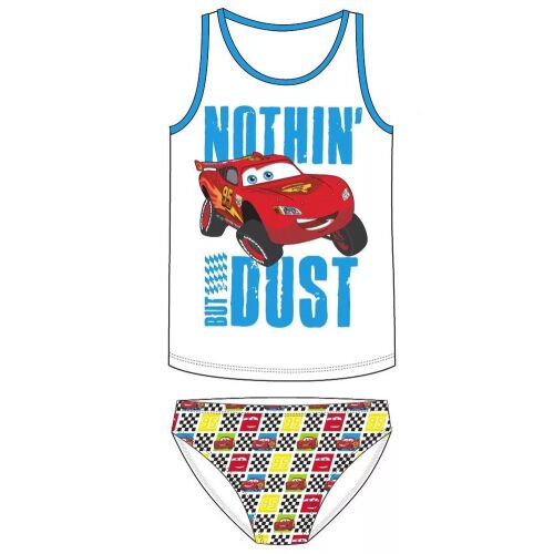 Disney Verdák Dust trikó + alsó szett fiúknak, Villám McQueen mintával és 'Nothin' But Dust' szöveggel, 3-4 év (98-104 cm) méretben, 100% pamut - Gyerek trikó és atléta