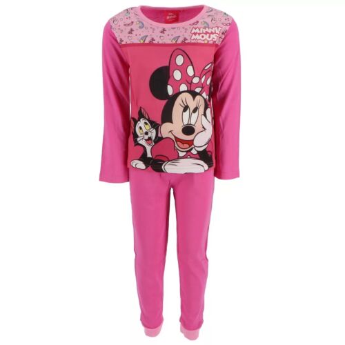Disney Minnie Figaro rózsaszín gyerek hosszú pizsama, 6 év / 116 cm, Minnie egérrel és Figaróval a rózsaszín felsőn, hozzá illő rózsaszín alsóval, 100% pamutból - Baba és tipegő