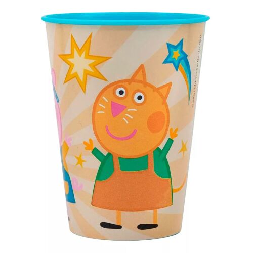 Peppa malac Kindness műanyag pohár Candy Cat karakterrel, mintás háttérrel, 260 ml, BPA-mentes - Gyerek pohár