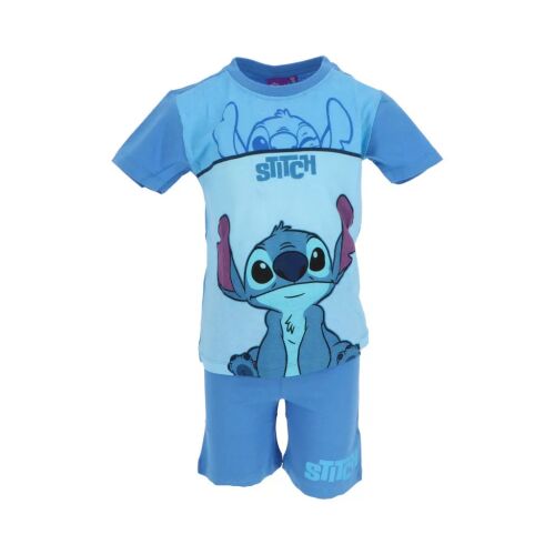 Disney Lilo és Stitch Sweet Light Blue gyerek rövid pizsama, 6 év / 116 cm, Stitch karakteres mintával az elején, 100% pamut - Baba és tipegő