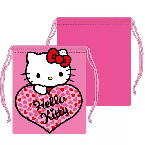 Rózsaszín Hello Kitty Heart uzsonnás táska, 26,5 cm, Hello Kittyvel egy szívet tartva, poliészter anyagból - Uzsonnás táska