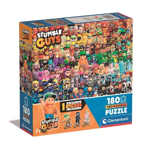 Stumble Guys Minden karakter 180 darabos lehetetlen puzzle Clementoni, termékcsomagolás játékkarakterekkel és matrica ikonnal, 7+ éves kortól ajánlott - Játék