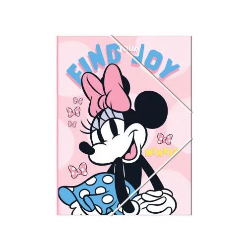 Disney Minnie Joy A/4 gumis mappa Minnie egérrel rózsaszín háttér előtt, 'FIND YOUR JOY' felirattal, ideális iskolai vagy irodai rendszerezéshez - Irodaszer