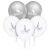 Unikornis Silver latex lufi, 5 darabos, fehér és ezüst, néhány unikornis fej mintával, néhány unikornis és 'unicorn' szöveg mintával, 12 inch (30cm)