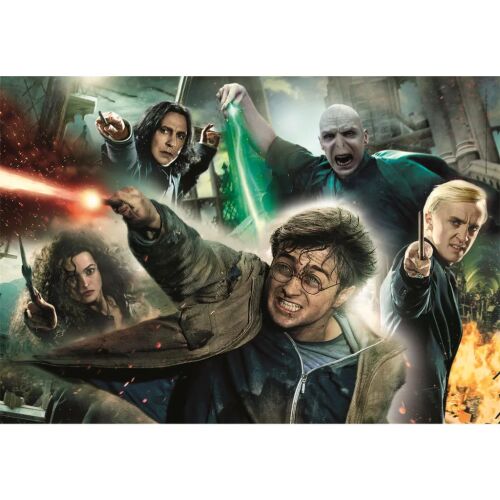 Harry Potter Párbaj 1000 darabos Clementoni puzzle, amely Harry Pottert, Voldemortot, Hermionét, Pitont és Draco Malfoyt ábrázolja egy mágikus párbajjelenetben. - Játék