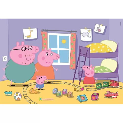 Peppa malac Play Room 60 db-os maxi puzzle, Clementoni, Peppa malac, George, Mama malac és Papa malac egy színes gyerekszoba jelenetben játékokkal és emeletes ágyakkal - Játék