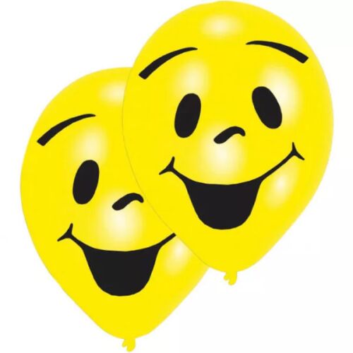 Emoji Smile 10 hüvelykes latex lufik, 8 db-os csomag, sárga mosolygós arcú lufik partikhoz és ünnepségekhez - Lufi