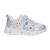 Disney Jégvarázs Sparkle LED villogó, világító utcai cipő 32-es méretben, Elzával, hópelyhekkel és levélmintákkal, fehér háttérrel, oldalnézetben