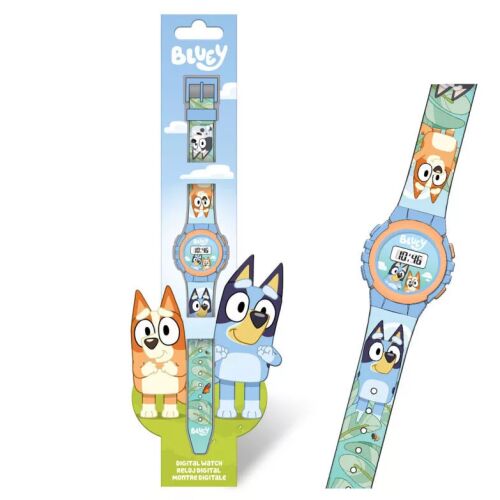 Bluey Life digitális karóra gyerekeknek, népszerű Bluey rajzfilmfigurával a világoskék szíjjal és digitális kijelzővel, eredeti csomagolásban. - Gyerek óra