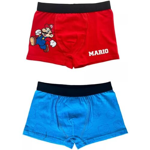 Super Mario Come On fiú 2 darabos boxeralsó piros és kék színben, Mario karakterrel és logóval, fehér háttéren - Gyerek bugyi, alsónadrág