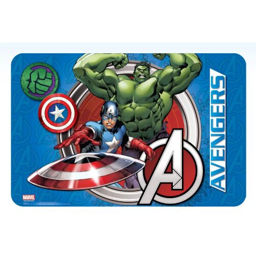 Bosszúállók Power tányéralátét Amerika Kapitány és Hulk képpel, 43x28 cm, tartós műanyag, Marvel étkező alátét - Tányéralátét