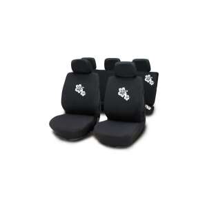 Fehér virágmintás fekete autós üléshuzat szett, 5 darabos - Nonbrand Autó üléshuzat