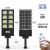 Illumina 8 blokkos napelemes ledlámpa W789B-4 infografika méretekkel, 336 LED számmal, 168W teljesítménnyel, 3000mAh akkumulátorral és távirányítóval