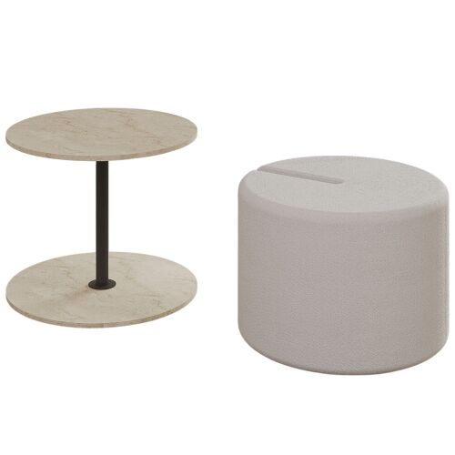 Hanah Home Side Table Set Travertine Vexana - Travertine 171245855 - Hanah Home