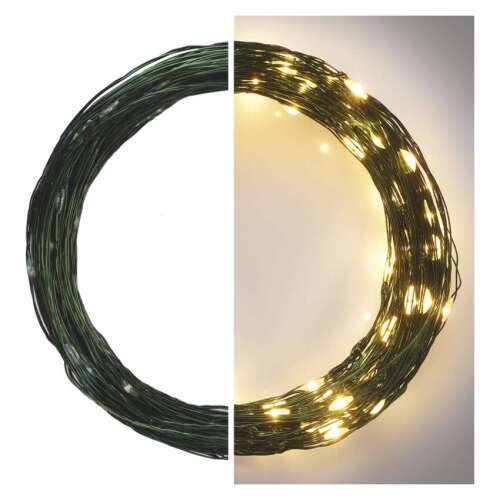 LED Christmas Nano String Lights, Green, 15 m, Indoor & Outdoor, Warm White, Timer