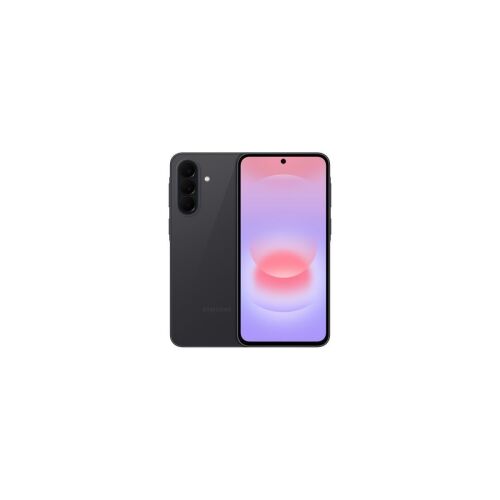 Samsung Galaxy A37 5G 256GB Enterprise Edition szénszürke színben, elöl és hátulnézetben, élénk képernyővel - Samsung