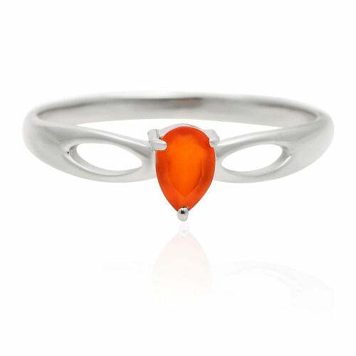 Ezüst Gyűrű Vörös Acháttal, XMP215/54, sterling ezüst gyűrű élénk csepp alakú vörös achát drágakővel, minimalista design nőknek - Ékszer és karóra