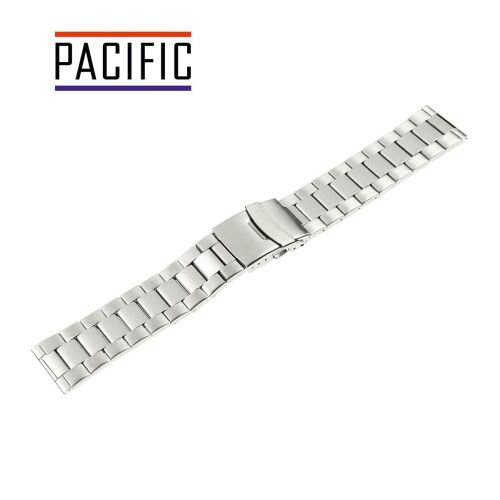 PACIFIC 20 mm PVD ezüst fél modell 72 fényes/matt acél karkötő órához, óra kiegészítő, fehér háttéren elszigetelve - Karóra kiegészítő