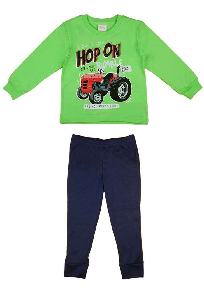 2 részes fiú pizsama traktoros mintával - 122-es méret