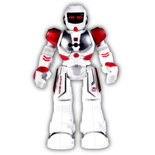 KNABO Okos Űrfeldöntő Robot, fehér és piros, álló elölnézet, kicsomagolva fehér háttérrel - Interaktív gyerek játék